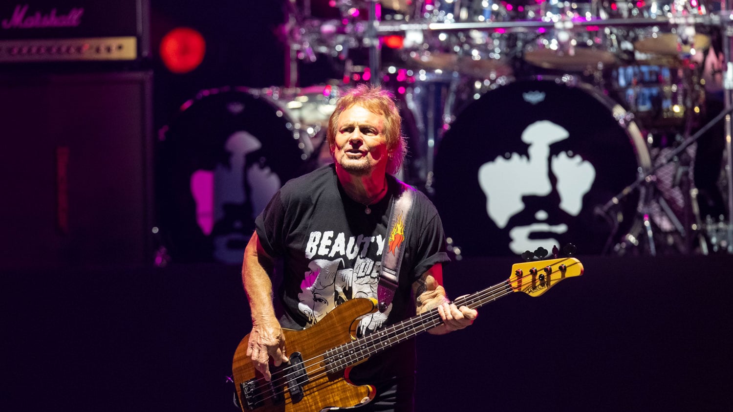 Michael Anthony performs during the Best of All Worlds Tour at PNC Music Pavilion on July 19, 2024.
