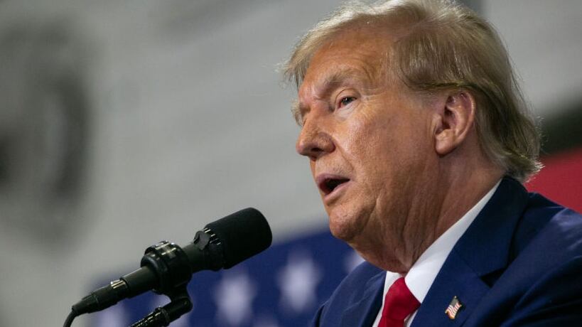 FORT DODGE, IOWA - NOVEMBER 18: Former President Donald Trump speaks to a crowd of supporters at the Fort Dodge Senior High School on November 18, 2023 in Fort Dodge, Iowa. The former president spoke on various topics pertaining to things that happened during his term in office as well as current events. (Photo by Jim Vondruska/Getty Images)