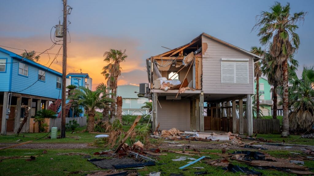 Hurricane damaged home